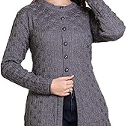 Woollen Round Neck Women's Long Cardigan-image-15