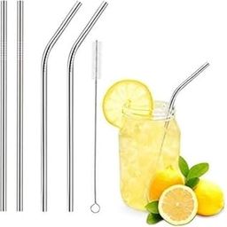 DEPOFF Reusable Stainless Steel Straws for Drinking with Brushes 8.5 Inches BPA-Free Metal, Thick, Long (2 Bent + 2 Straight +1 Brush)-25