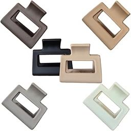 6 Pcs Medium Size Hair Clutcher Clip Matte Finish Rectangular Claw Clips for Women Strong Grip Dark Colors Medium Size Barrette For Women,Girls Accessories (Multi Colors) - 6 Pcs-image-84