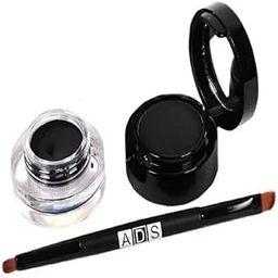 ADS Pro 2 in 1 Jet Black Waterproof Gel Kajal and Powder Cake (3+4) g = 7 g (Jet Black), Matte Finish-image-14