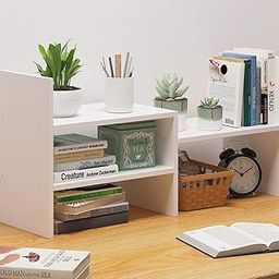 UniArt Table Top Modern Space Saving Wooden Desktop Bookshelf for Office & Home Desk (White, 64 x 17 x 36 CM)-10