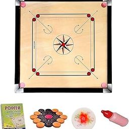 KTSS Superior Matte Finish Full Size Practice Carrom Board for Serious Professional Practice with Coins Striker and Powder (32 inch 3mm, Brown & Black Border)-image-43