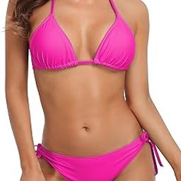 Women Halter Bikini String 2 Piece Triangle Swimsuit Tie Side Swimwear-image-8