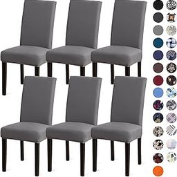 Sufdari Dining Chair Covers,Kitchen Chair Cover,Parsons Chair Slipcover,Spandex Chair Protectors for Dining Room Stretch Chairs Cover Set of 6 -Gray-image-14