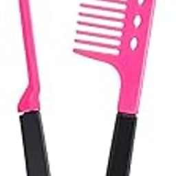 Frackson Pink Straightening Comb Salon Hair Brush Combs Hairdressing Styling Hair Straightener V-shaped Straight Comb Straightener Comb for Knotty Hair-20
