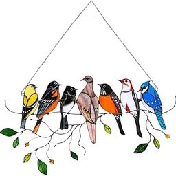 LOOM TREE® Multicolor Birds On Wire Suncatcher Window Panel Hanging Decor 7 Birds | Home & Garden | Home D?©cor | Suncatchers & Mobiles-image-27