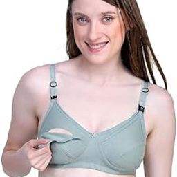 Nursing Maternity Bra with Easy-Access Clips, Sage Green, Adjustable Straps-image-0