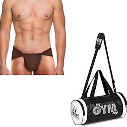 Men’s Cotton Gym Langot with Premium Leather Gym Duffle Bag – Pack of 2 | Traditional Supporter for Kushti, Wrestling & Physical Training, Free Size-image-20