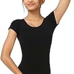 IKAANYA Girls Short Sleeves Cotton Leotard or Bodysuit - Ideal for Ballet, Dance, Gymnastics, Performance (Age 3-15 years)-image-47