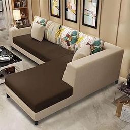 Casaliving Arlo - 4 Seater Sofa for Living Room (Brown Cream Fabric) Right Side-image-44