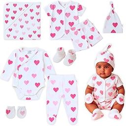 TinyKiddo 8-Piece Baby Wonder Starter Kit | Organic Cotton Romper, Elasticated Bottom, Jabla, Shorts, Mittens, Booties, Cap & Hooded Towel | Newborn Essentials Gift Set.-image-75