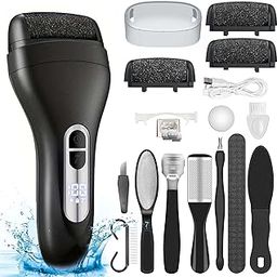 Electric Callus Remover for Feet - with Larger Grinding Head, Portable Pedicure Kit Foot File Callus Remover, Rechargeable Waterproof Foot File for Foot Care Deadskin Remover LCD Display-Black-image-60