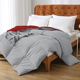 800 Series Quilted Comforter 300-GSM Soft/Fluffy Hypoallergenic Reversible Comforter/Quilt/Dohar/Rajai for (60" x 90" Inches) Single Bed Comforter - Burgundy/Silver Reversible Comforter-13