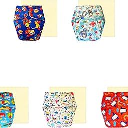Dumbledo Premium Cloth Diaper with Magical Super Absorbent Natural Socker | Reusable & Washable | 3 Months–3 Years, Combo of 5 -BH-BM-BS-WS-RD-13
