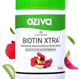 OZiva Plant Based Biotin Xtra | Biotin for hair growth & Regeneration | Biotin 7000 mcg+ with Keratin Builder, Sesbania Agati & Aloe Vera (Pack of 1, (60 Capsules))-19