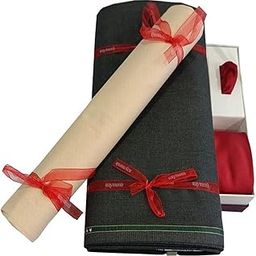 Men's Unstitched 3.25 Meters Suiting Length Set with Tie, Pocket Square and Shirt Piece (All Weather Fabric,Attractive Box)-image-12