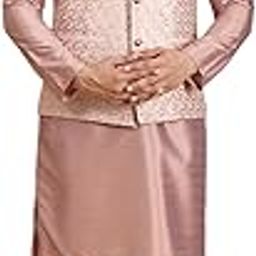 Men Silk Blend Kurta Jacket Set with Mandarin Collar-image-118