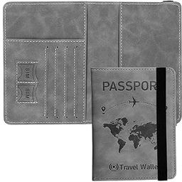 Grey Leather Passport Holder with World Map, (14.8 X 11CM)-image-23
