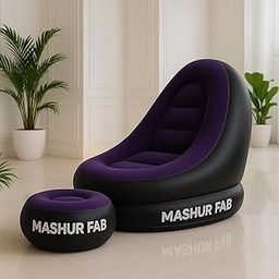 MASHUR FAB Inflatable Lounge Chair for Adults, Folding Portable Lazy Sofa with Foot Stool Indoor Livingroom Bedroom, Office Balcony Outdoor Travel Camping 2-in-1 with Air Pump (Purple)-image-32