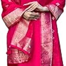 Women's Silk Blend Straight Embroidered Kurta with Pant & Dupatta-18