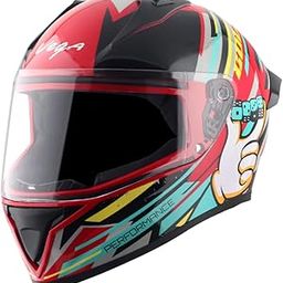 Vega Bolt Dice ISI and DOT Certified Gloss Finish Full Face Helmet for Men with Clear Visor- Red Black, L-13