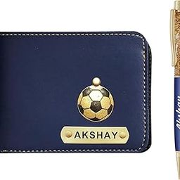 Leather customised Wallet for Men - Customized Wallets for Men - Birthday Gift for Men - Birthday Gift - Purse for Men - Customized Wallet for Men - Wallet & Pen with Name (Blue)-picture-1