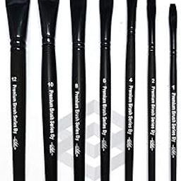 Definite Art Taklon Hair Artists Hobbyists Brush Set (Black Hair Flat Brushes (Set of 7))-13