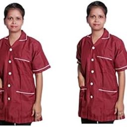 Unisex Apron Lab Coat Maroon - Short Sleeves Pack of 1 (S)-image-87