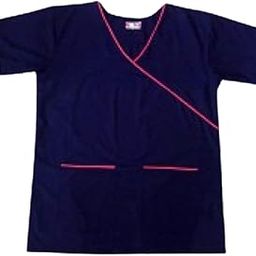 Hangerage Navy Blue Scrub Suit Set with Pink PIPINE- Unisex (Pack of 1) (L)-image-1