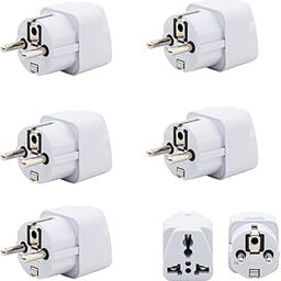 Hi-Plasst India to Europe Travel Adapter (Pack of 5) Schuko Plug - Type E/F European Plug Adapter Universal Socket for Europe, Germany, Spain, Netherland, France-12