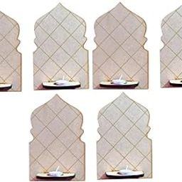 MGM PRODUCTS Tealight Candle Holder Wall Hanging, Set of 6, Geometric, Brown, MDF, Indoor, Festive, General-24