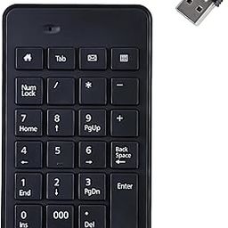 2.4G Wireless Numeric Keypad, Non-Interlocking Numeric Keypad, Wireless Receiver Included, Tab Key, 23 Keys, Thin, Easy to Carry, 50 Million Times Heavy Duty, Compatible with Many Models, Desktop PC-14