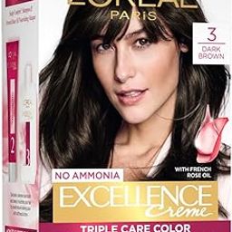 L'Oreal Paris Excellence Creme Hair Color, 3 Dark Brown, 72ml+100g-25