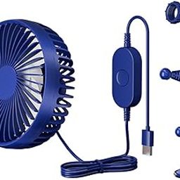 CALANDIS™ Usb Car Fan Rotatable Portable 3 Speed Adjustable For Sedan Suv Vehicle Blue | Portable Fans | Heating, Cooling & Air | Home Improvement-image-88