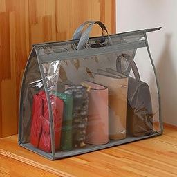 House of Quirk Handbag Storage,Anti-Dust Handbag Storage Bag Transparent With Zipper Closure,Hanging Handbag (L,Grey),Pvc- Polyvinylchloride,39 x 12.5 x 34 Centimeters-image-13