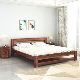 Amazon Brand - Solimo Kaimbe Solid Wood King Size Double Bed Without Storage | Sheesham Wood Cot Bed Palang Furniture for Living Room Bedroom Home (Honey Finish)-image-69