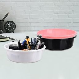 Pack of 3 Desk Organizer | Stationery Organizer | Multipurpose Organizer | Office Supplies for Pen-Pencil-Staplers | Desktop Organizer | 6 LTR | Black & Light Pink & White-image-95