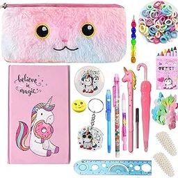 Krisus 18pcs Unicorn Stationery Gift for Girls – Includes A5 Diary, Fur Pouch, Pen, Pencil, Eraser, Paper Soap, Rubber Bands, Clips, Colors, Badge & Keychain – Birthday & Rakhi Gift for Sisters-image-51