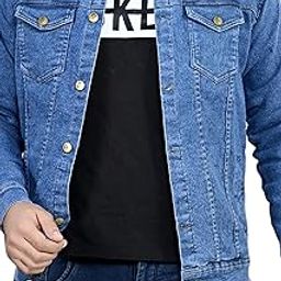 Classic Denim Jacket, Medium Wash Blue, Button Front, Long Sleeve-23