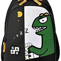 Giant Monster Backpack 15"/20L Small Water Resistant School Bag/Casual Backpack/Daypack/Kids Bag for Boys/Girls (Black-Yellow)-image-20
