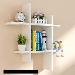 THEHEARTWILL Engineered Wood Glossy Wall Rack Shelves for Living and Bedroom Decoration, Set of 1 (White)-8