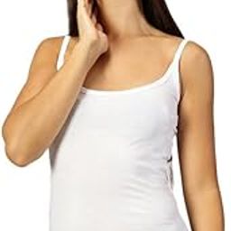 Womens Non Adjustable Cotton Camisole, Spaghetti - Black, White, Beige-image-22