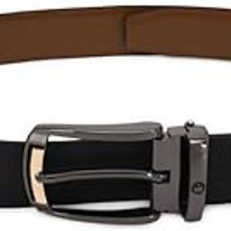 Men Textured Reversible Formal Italian Leather with Dual Tone Buckle Belt-image-45