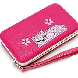Women's Leather Designer Embroidered Clutch, Wallets (Pink)-picture-28