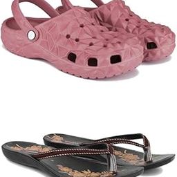 Premium Comfortable Regular Wear Clogs for Women with Stylish Flats Fashion Slippers for Women's & Girls Combo-O24-O19-8 Brown(COMBO(2)-O24-O19-8_BZ)-image-124