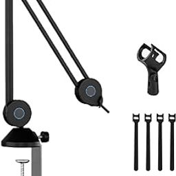 Broadcast Microphone Booming Arm Desktop Mount Clamp Compatible with Video Gaming Podcast Black-picture-10
