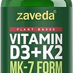 Zaveda Vitamin D3 K2 | Plant based Vitamin D3 K2 Supplement for Bone & Heart Health | Vitamin D tablets with Vitamin K2 MK7 | Premium Vitamin D3 supplement with K2 for Wellness -120 Veg Tablets-58