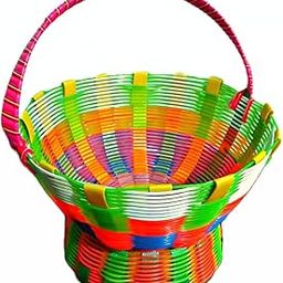 Handmade Multicolored Woven Basket for Religious Ceremonies and Poojas-14