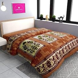 BREVARD Single Bed Woolen Fabric Floral Quilt Cover/Duvet Cover/Rajai Cover/Blanket Cover for Winters (70x90 Inches, Peach)-image-97