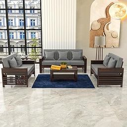 NEW MAMTA CRAFT Sheesham Wood 7 Seater Feltro Sofa Set for Living Room Wooden Sofa Set for Living Room Furniture (3+2+2,40 Density Cushion,Walnut Finish Grey Cushion)-image-34